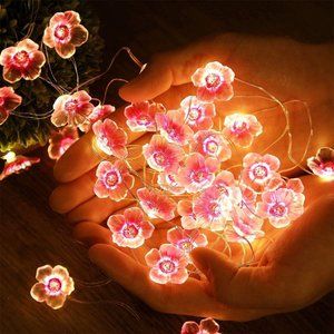Cherry Blossom Flower String Lights 13 Feet 40 LEDs USB and Battery Operated